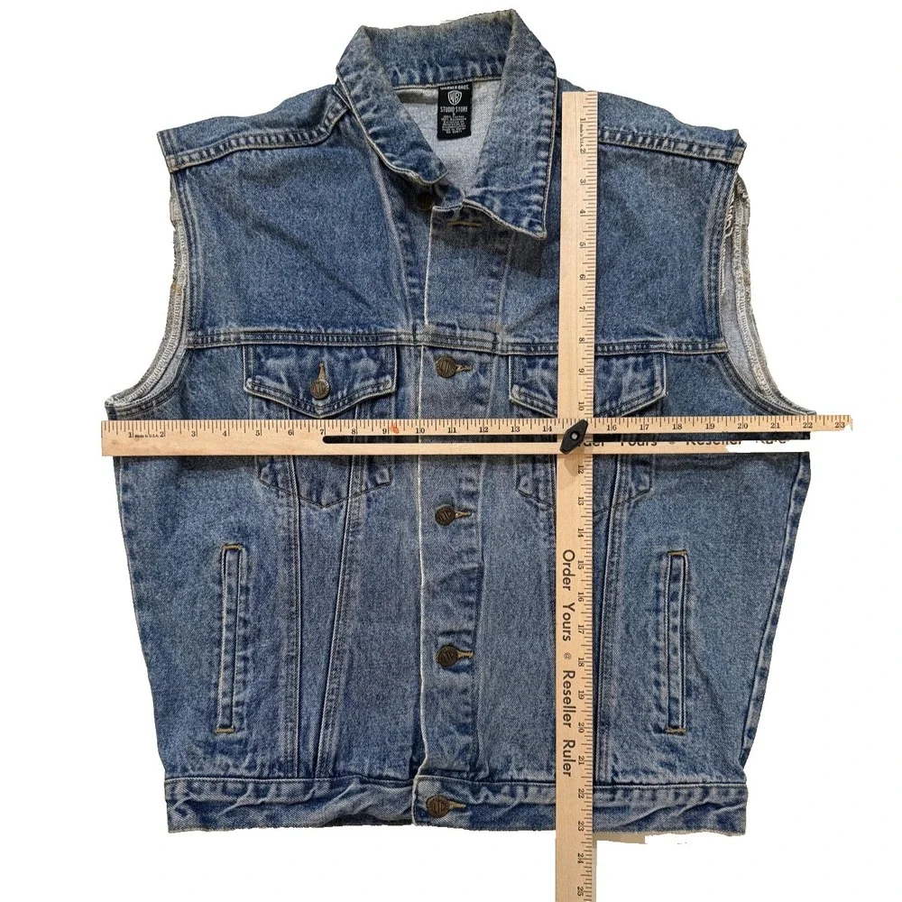 Vintage 90s‎ Looney Tunes Taz Denim Vest Warner Bros NY Manhattan SM Retro WB